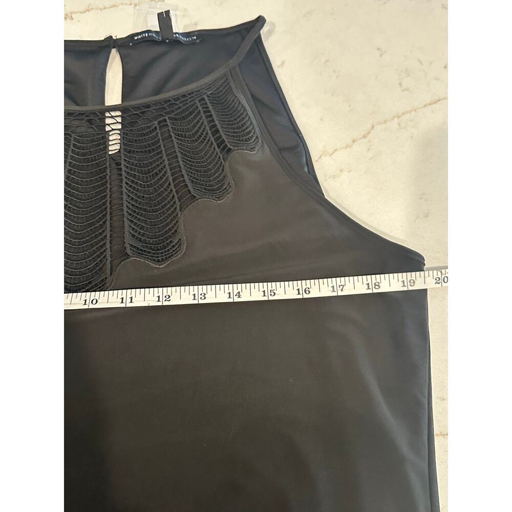 White House Black Market NWT XL Black Sheer Embroidered Yoke Tank Top Boho Chic - Picture 9 of 11